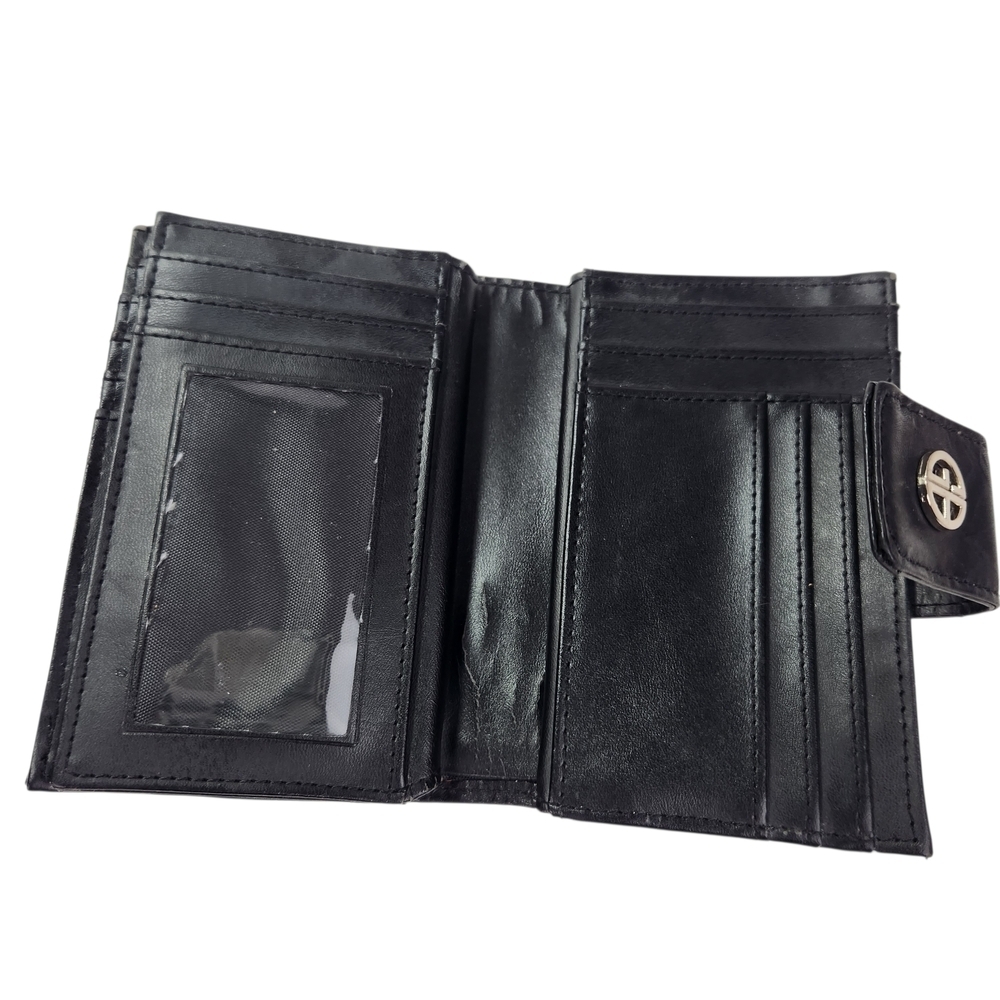 Giani Bernini Black & White Leather Colorblock Wallet Bifold Snap Close Moto - Picture 9 of 14